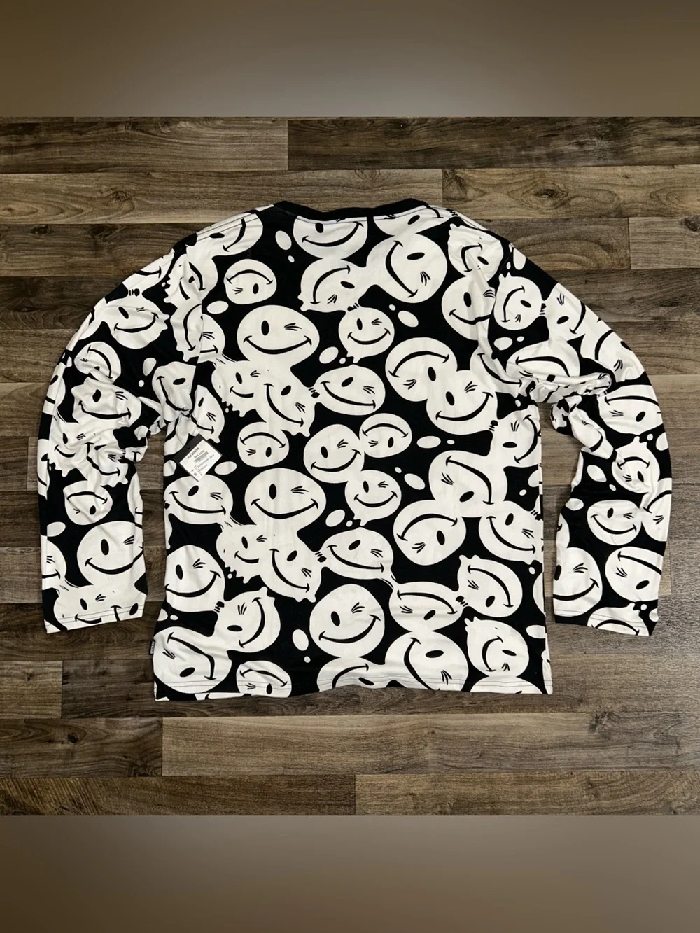 Joe Boxer Smiley Face Sueded Sleep Shirt Men’s M Black White NWT